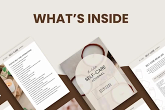 do editable self care journals, prayer journals, checklist planners using canva