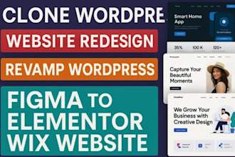 clone wordpress website, revamp wordpress, convert figma to elementor or wix