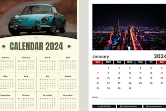 design a professionally customized desk calendar and wall calendar for 2024