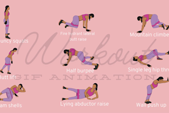 create workout, exercise, yoga pose gif animation for you