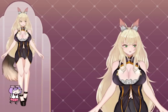 draw a high quality vtuber 2d model rig animate anime live2d vtuber avatar chibi