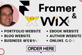 framer author portfolio website wix author landing page course ebook launching