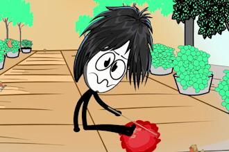 make 2d stick figure animation fighting social media flash
