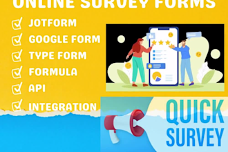 develop professional forms using jot form, type form, survey, and google forms