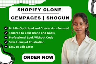 clone redesign custom ai shopify landing page website in gempages shogun pagefly