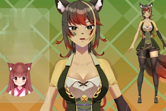 draw and rig live2d vtuber model, 2d vtuber model, live 2d vtuber commission