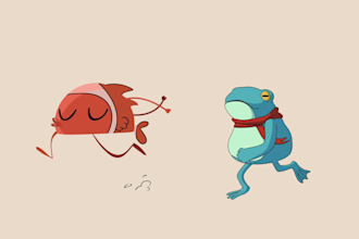 create a 2d cute cartoon character animation GIF