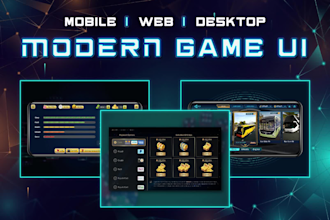 design modern game UI UX and 2d assets