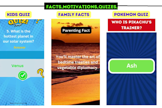 create 300 motivational,fact,quiz videos for youtube shorts reels and tiktok