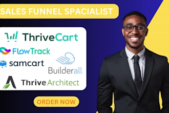setup thrivecart thrive architect samcart flowtrack builderall landing page