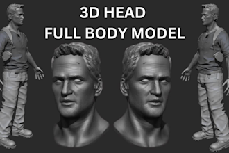 sculpt 3d head, face, bust model, portrait, 3d full body model for 3d printing