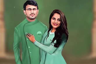design caricature animated wedding invitation video in 24hrs