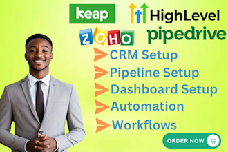 do pipedrive,keap,zoho,ghl pipeline ,dashboard setup and automated workflows
