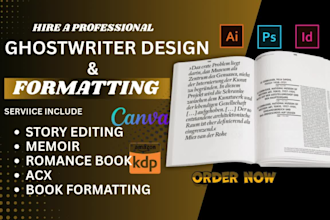 ghostwrite, design, format your story editing, acx, memoir, romance book