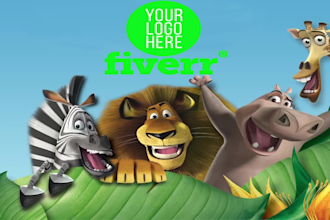 create a logo with funny madagascar characters
