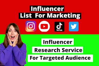 provide instagram and youtube influencer email list for influencer marketing