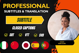 translate and add english, spanish, portuguese chinese korean subtitles to video