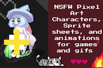 create nsfw pixel art characters sprite sheets and animations for games and gifs