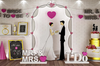design and render wedding event birthday decoration backdrop