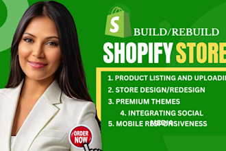 build shopify store design, ecommerce dropshipping store, shopify website