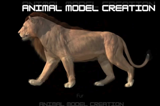 create 3d animal model, creature with realistic fur, xgen hair, animal animation