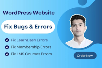 fix bugs in wordpress lms and learndash lms website within 12 hours