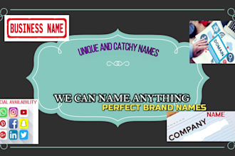 brainstorm unique brand name, business name or company name