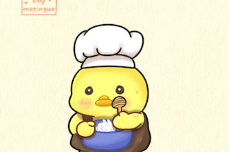draw cute kawaii doodles, stickers, emoji, logo, mascot