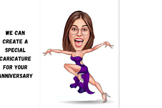 personalized 50th birthday female caricature from photos mac001