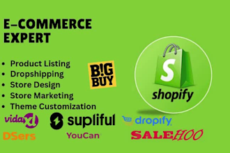 shopify store design, supliful, bigbuy, dsers, youcan, vidaxl, dropify, salehoo