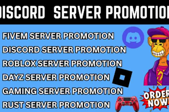 roblox server promotion, gaming server, fivem, dayz,discord promotion for growth