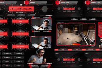 design twitch mascot logo, animated overlay, panels,banner for your stream