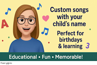 create a custom kids or educational song with or without your childs name