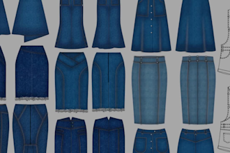 do denim technical cad sketch and tech  pack design for you