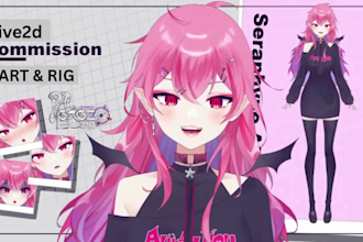 draw and rig custom male or female live2d model, vtuber outfit, live2d rigging