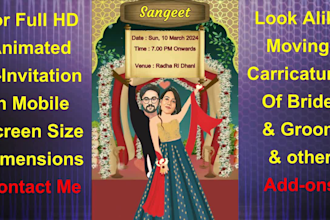 make caricature e invite video for wedding birthday