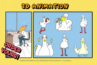 make 2d cartoon animation or gif for your content or sticker