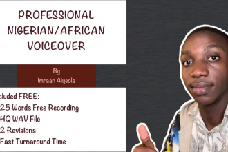 record a professional young african male voice over
