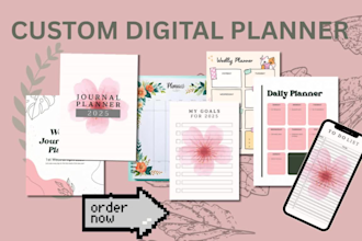 custom digital journal, calendar design for ipad goodnotes