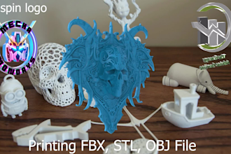 create a 3d rotating logo,3d printing stl,obj,fbx file