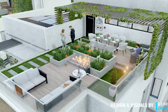 design your rooftop landscape, roof top gardens, or balcony