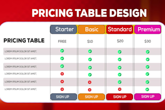 attractive price table comparison chart price list menu list in 4hours