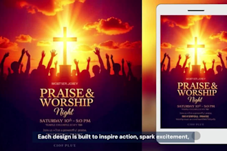 design a professional church flyer or event flyer for print and social media