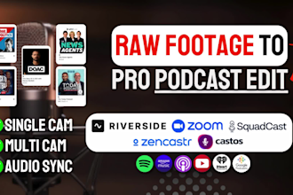 professionally edit podcasts, zoom meetings, and riverside videos in 24h