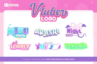 create cute vtuber logo design for vtuber streamer chibi style