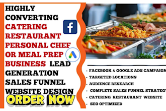 generate catering, restaurant, personal chef, meal prep leads and website