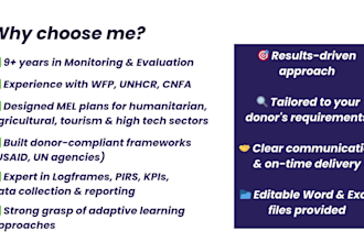 develop a monitoring and evaluation plan for your project