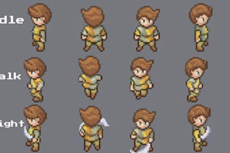 do pixel art sprite sheet animation character design   game art rpg maker 8 bit