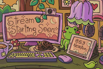 make hand drawn twitch screens with a retro cartoon vibe starting soon brb