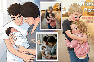 create a disney cartoon portrait, pixar portrait